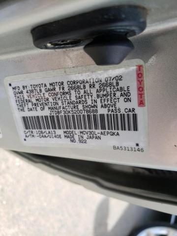 Photo 10 from auction – 2002 TOYOTA CAMRY LE with VIN JTDBF30K520078688
