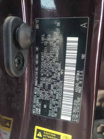 Photo 10 from auction – 2012 TOYOTA HIGHLANDER with VIN 5TDZA3EH5CS030276