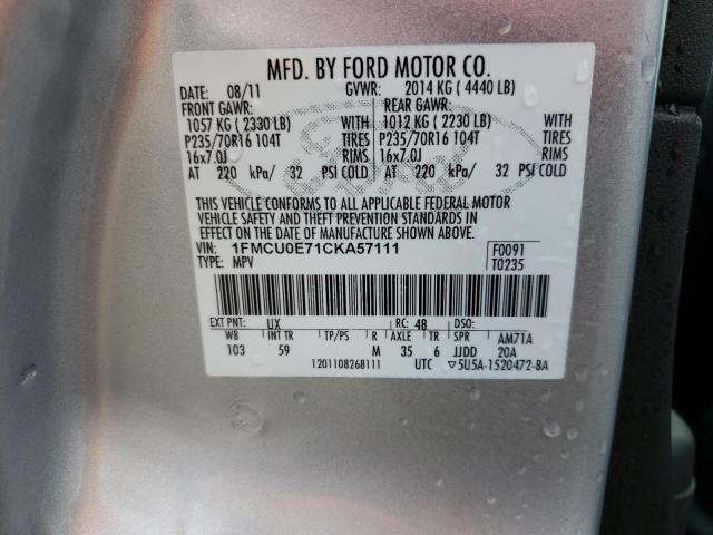 Photo 10 from auction – 2012 FORD ESCAPE LIM with VIN 1FMCU0E71CKA57111