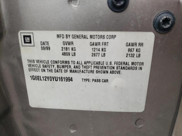 Photo 10 from auction – 2000 CADILLAC ELDORADO with VIN 1G6EL12Y0YU161994