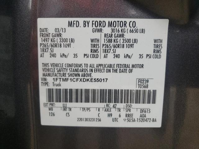 Photo 10 from auction – 2013 FORD F150 with VIN 1FTMF1CFXDKE55017