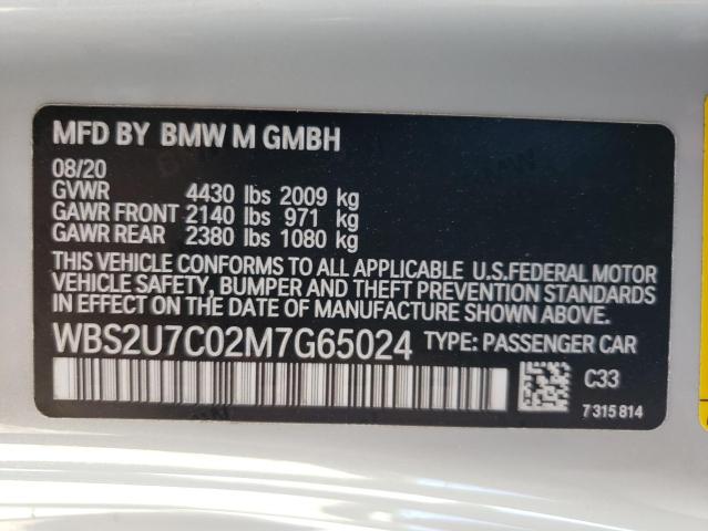 Photo 10 from auction – 2021 BMW M2 COMPETI with VIN WBS2U7C02M7G65024