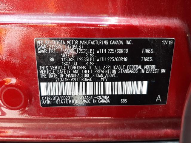 Photo 10 from auction – 2020 TOYOTA RAV4 ADVEN with VIN 2T3J1RFV2LC080640