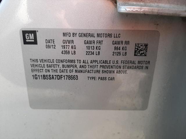 Photo 10 from auction – 2013 CHEVROLET MALIBU LS with VIN 1G11B5SA7DF178663