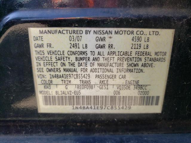 Photo 10 from auction – 2007 NISSAN MAXIMA SE with VIN 1N4BA41E97C855429