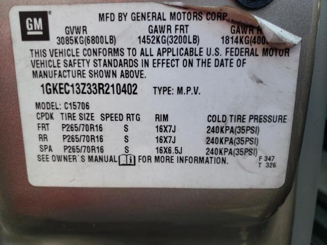 Photo 10 from auction – 2003 GMC YUKON with VIN 1GKEC13Z33R210402