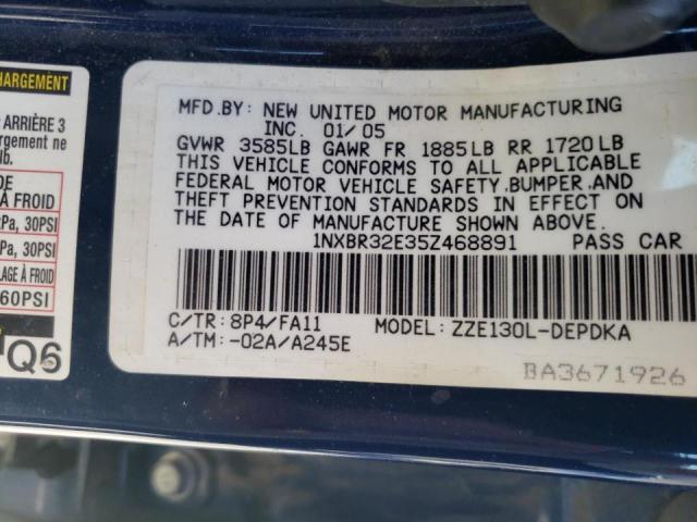 Photo 10 from auction – 2005 TOYOTA COROLLA CE with VIN 1NXBR32E35Z468891