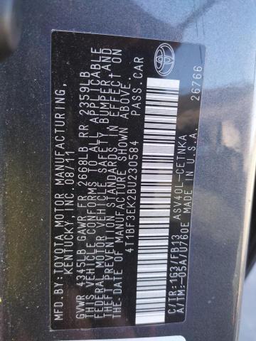 Photo 10 from auction – 2011 TOYOTA CAMRY BASE with VIN 4T1BF3EK2BU230584