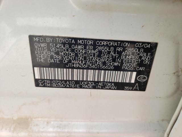 Photo 10 from auction – 2004 LEXUS LS 430 with VIN JTHBN36F340156626