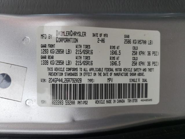 Photo 10 from auction – 2006 DODGE GRD CARAVA with VIN 2D4GP44L26R792028