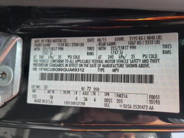 Photo 10 from auction – 2016 FORD ESCAPE SE with VIN 1FMCU9G99GUA69312
