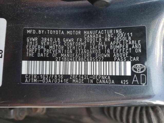 Photo 10 from auction – 2011 TOYOTA COROLLA BA with VIN 2T1BU4EE8BC685527