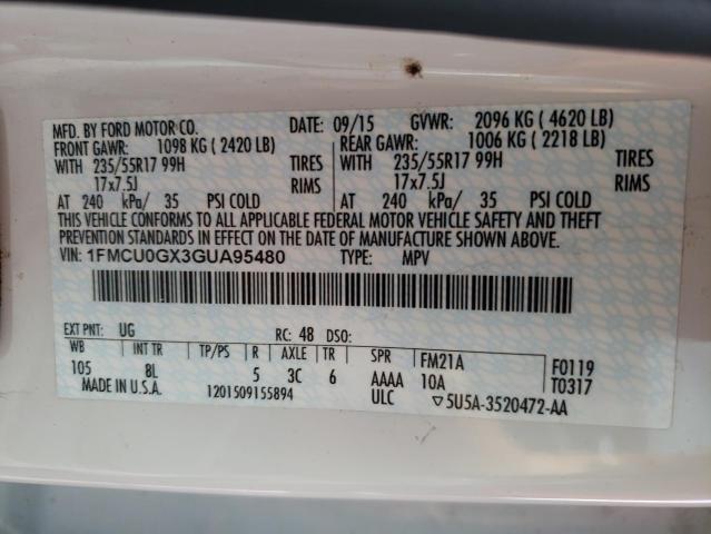 Photo 10 from auction – 2016 FORD ESCAPE SE with VIN 1FMCU0GX3GUA95480
