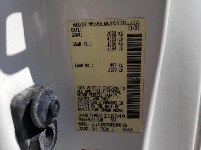 Photo 10 from auction – 2010 NISSAN ALTIMA SR with VIN 1N4BL2EP6AC116049