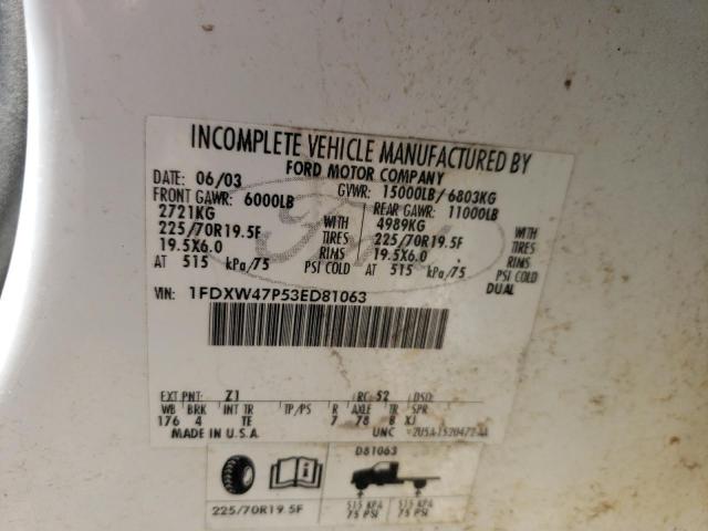 Photo 10 from auction – 2003 FORD F450 SUPER with VIN 1FDXW47P53ED81063