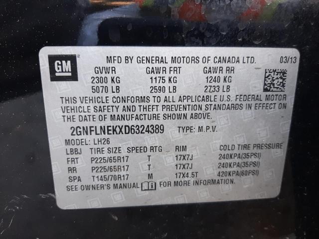 Photo 10 from auction – 2013 CHEVROLET EQUINOX LT with VIN 2GNFLNEKXD6324389
