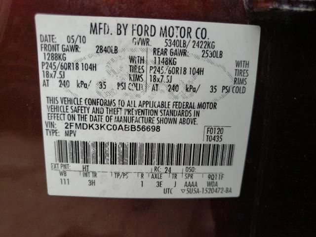 Photo 10 from auction – 2010 FORD EDGE LIMIT with VIN 2FMDK3KC0ABB56698