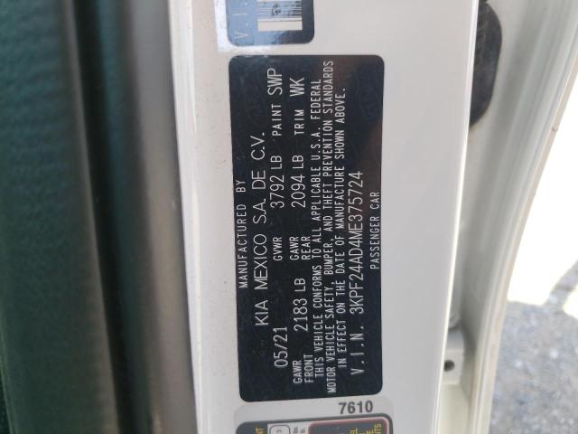 Photo 10 from auction – 2021 KIA FORTE FE with VIN 3KPF24AD4ME375724