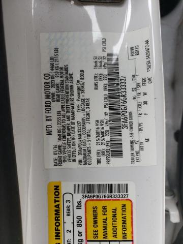 Photo 10 from auction – 2016 FORD FUSION S with VIN 3FA6P0G76GR333327
