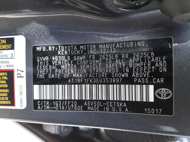 Photo 10 from auction – 2014 TOYOTA CAMRY L with VIN 4T1BF1FK3EU353897