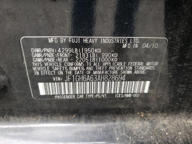 Photo 10 from auction – 2010 SUBARU IMPREZA 2. with VIN JF1GH6A63AH828694