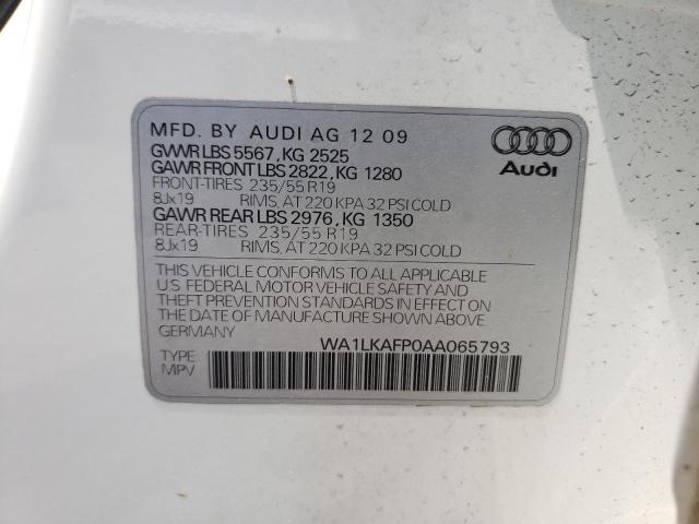 Photo 10 from auction – 2010 AUDI Q5 PREMIUM with VIN WA1LKAFP0AA065793