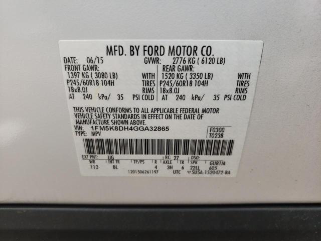 Photo 10 from auction – 2016 FORD EXPLORER X with VIN 1FM5K8DH4GGA32865