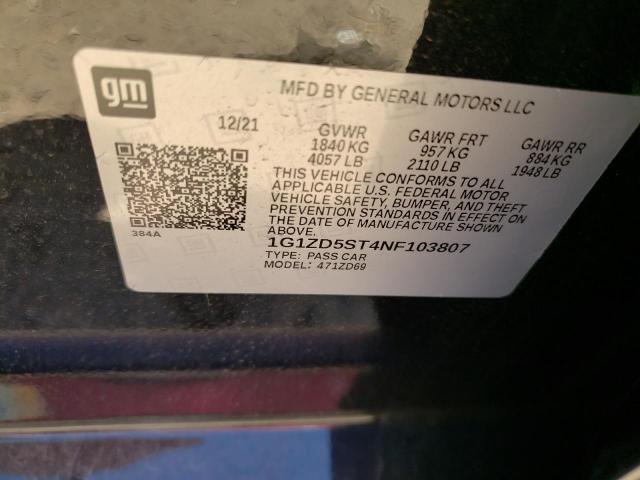 Photo 10 from auction – 2022 CHEVROLET MALIBU LT with VIN 1G1ZD5ST4NF103807