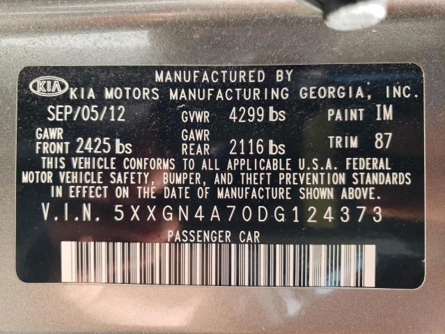Photo 10 from auction – 2013 KIA K5 EX with VIN 5XXGN4A70DG124373