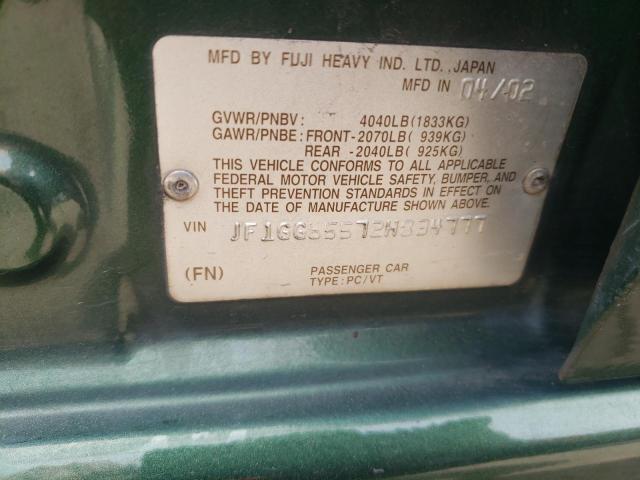 Photo 10 from auction – 2002 SUBARU IMPREZA TS with VIN JF1GG65572H834777
