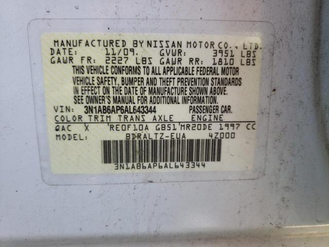 Photo 10 from auction – 2010 NISSAN SENTRA 2.0 with VIN 3N1AB6AP6AL643344