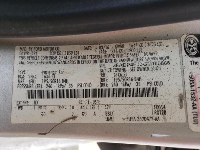 Photo 10 from auction – 2016 FORD FIESTA SE with VIN 3FADP4EJ3GM165866