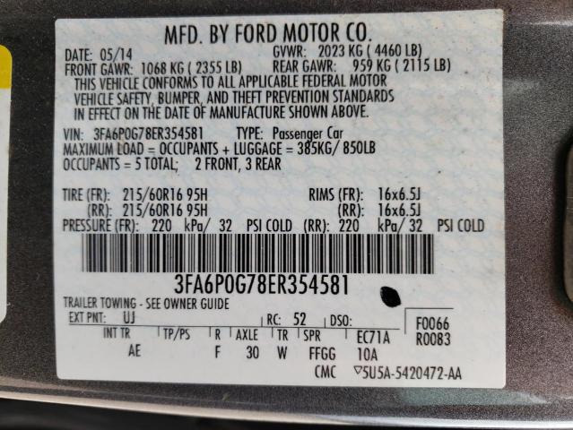 Photo 10 from auction – 2014 FORD FUSION S with VIN 3FA6P0G78ER354581