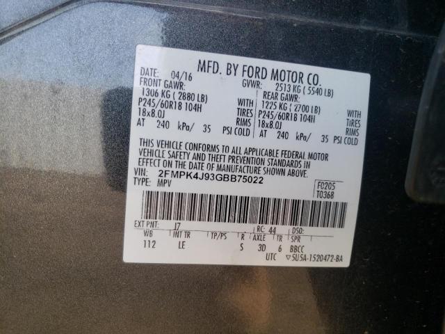 Photo 10 from auction – 2016 FORD EDGE SEL with VIN 2FMPK4J93GBB75022