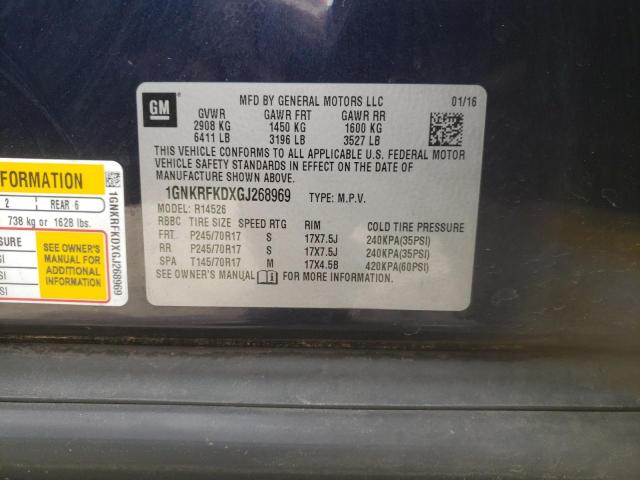 Photo 10 from auction – 2016 CHEVROLET TRAVERSE L with VIN 1GNKRFKDXGJ268969