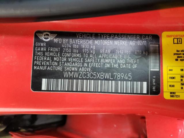 Photo 10 from auction – 2011 MINI COOPER S C with VIN WMWZC3C5XBWL78945