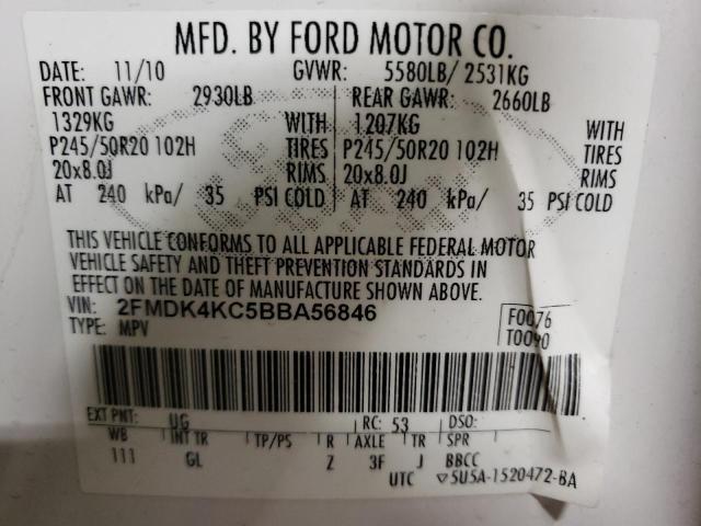 Photo 10 from auction – 2011 FORD EDGE LIMIT with VIN 2FMDK4KC5BBA56846