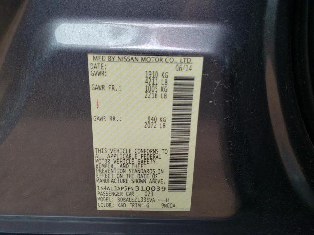 Photo 10 from auction – 2015 NISSAN ALTIMA 2.5 with VIN 1N4AL3AP5FN310039
