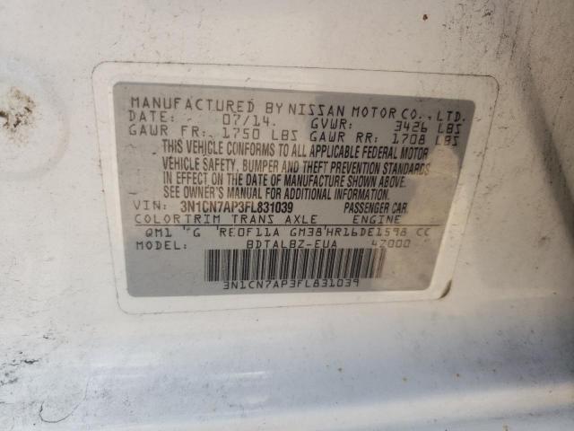 Photo 10 from auction – 2015 NISSAN VERSA S with VIN 3N1CN7AP3FL831039