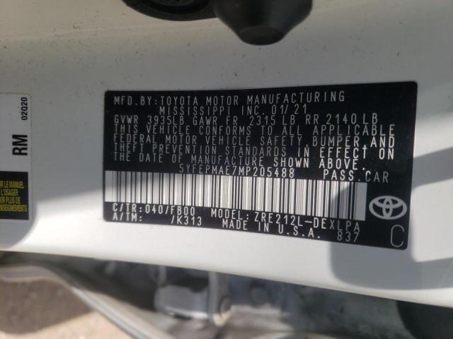 Photo 10 from auction – 2021 TOYOTA COROLLA LE with VIN 5YFEPMAE7MP205488