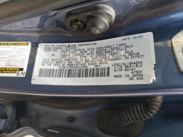 Foto 10 de la subasta – 2004 TOYOTA 4RUNNER LI con VIN JTEBT17R548010486
