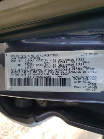 Photo 10 from auction – 2003 TOYOTA 4RUNNER SR with VIN JTEZT14R030002103