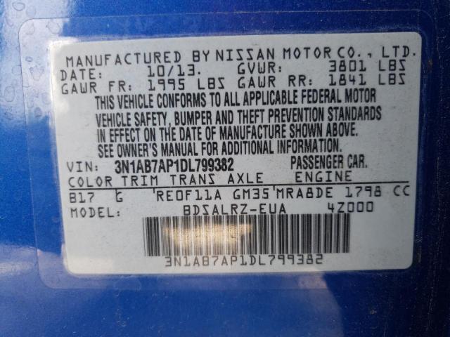 Photo 10 from auction – 2013 NISSAN SENTRA SR with VIN 3N1AB7AP1DL799382
