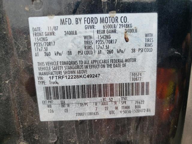 Photo 10 from auction – 2008 FORD F150 with VIN 1FTRF12228KC49247