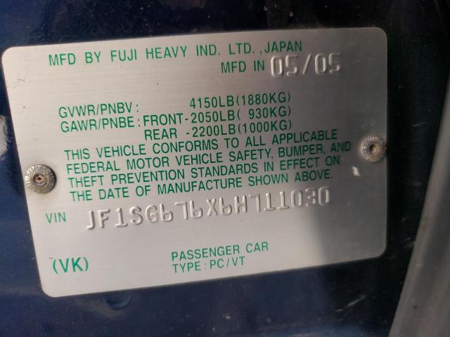 Photo 10 from auction – 2006 SUBARU FORESTER 2 with VIN JF1SG676X6H711030