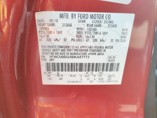 Photo 10 from auction – 2011 FORD ESCAPE XLT with VIN 1FMCU0DG3BKA57773