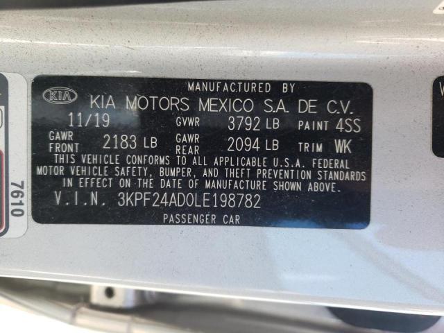 Photo 10 from auction – 2020 KIA FORTE FE with VIN 3KPF24AD0LE198782