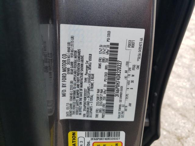 Photo 10 from auction – 2013 FORD FUSION SE with VIN 3FA6P0H74DR320327