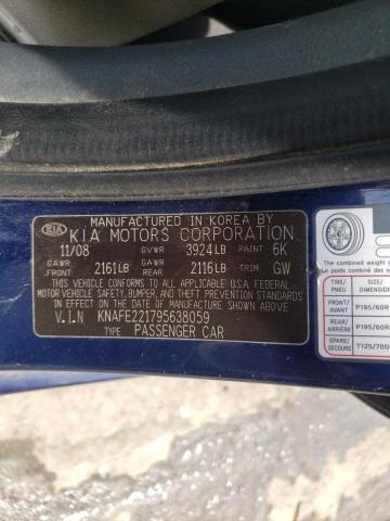 Photo 10 from auction – 2009 KIA SPECTRA EX with VIN KNAFE221795638059