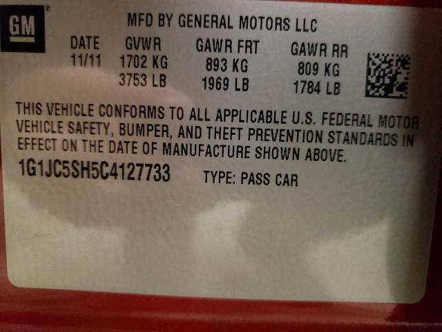 Photo 10 from auction – 2012 CHEVROLET SONIC LT with VIN 1G1JC5SH5C4127733